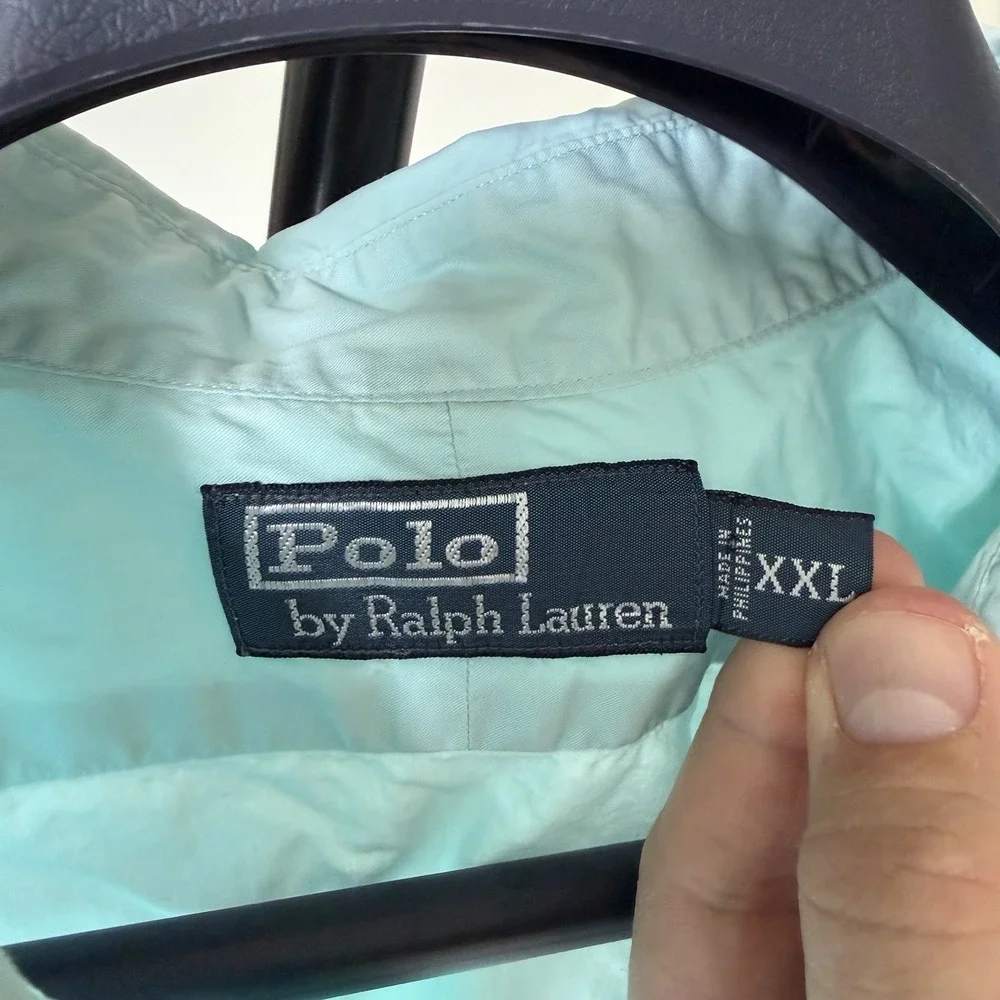 90's Polo Ralph Lauren Short Sleeve Deck Shirt XXL Faded Teal Double Pocket‎ RL